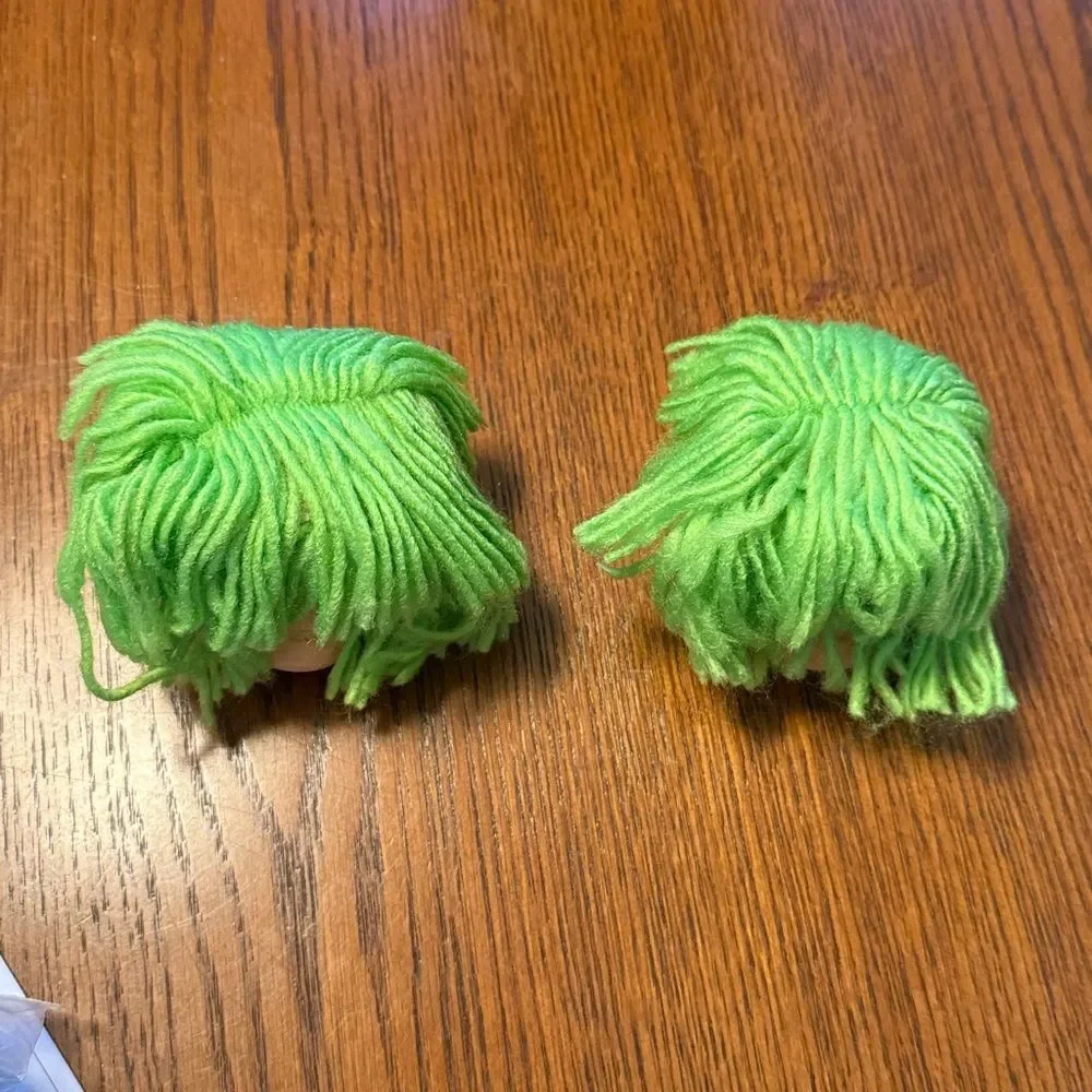 Vintage Mitzy Yarn Hair Freckled Doll Heads and Hands Set of Two New Old Stock